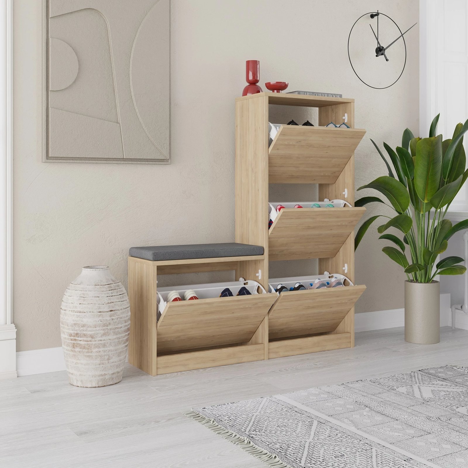 Dollap për këpucë Skye Decor, ngjyrë lisi