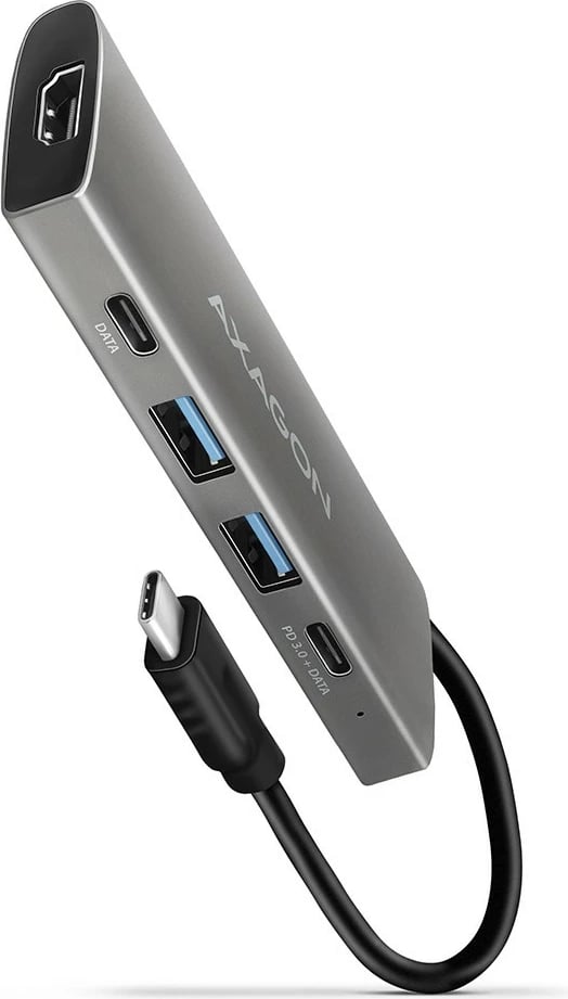 Hub USB-C AXAGON HMC-5G2, 5 porte, 10Gbps, HDMI 4K/60Hz, PD 100W, 13cm, zi/gri