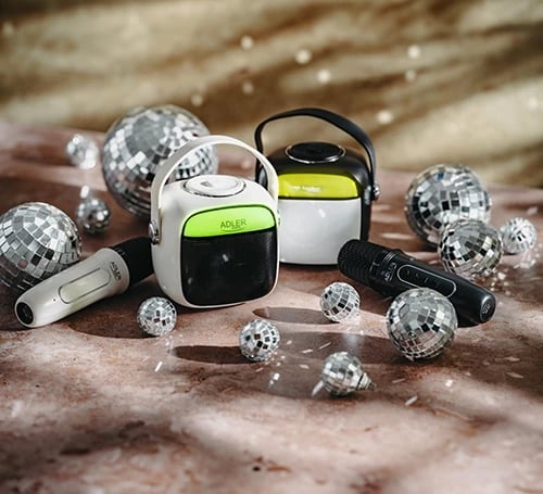 Altoparlant karaoke, Adler, AD 1199 W, Bluetooth 5.1 SD/USB/AUX 8 orë punë USB-C, i bardhë, me mikrofon