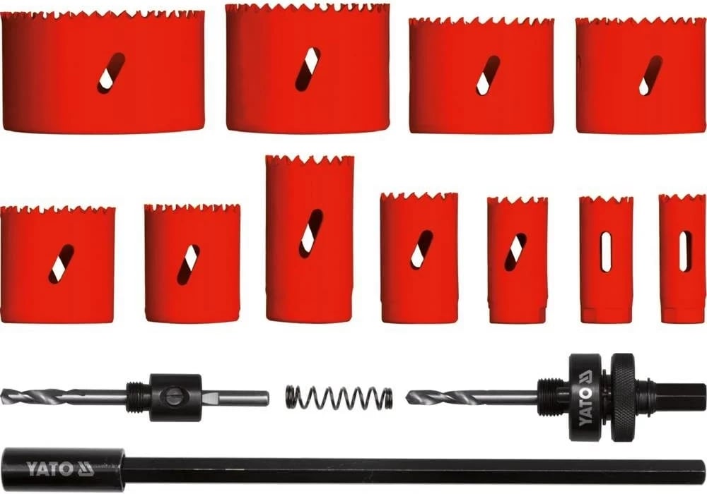Set sharrash vrime YATO BIMETAL, 7 copë, 19-76mm, Kuqe