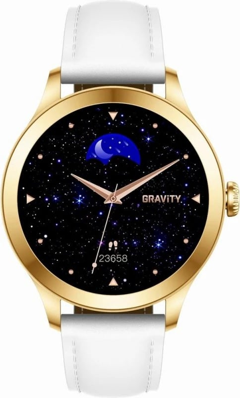 Smartwatch Gravity për femra, e bardhë e arit
