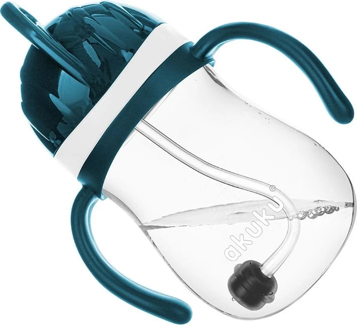 Shishe trajnere me pipë silikoni me peshë, Akuku, 280 ml, e bardhë