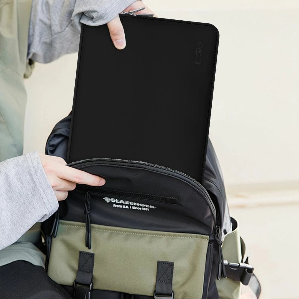 Kasë laptopi Tech-Protect NeoSlim 15-16", me çantë aksesorësh, e zezë