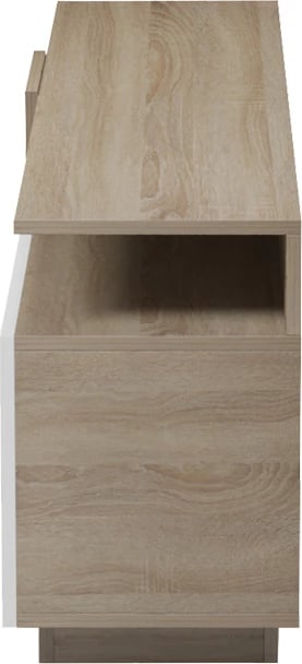 Komodë TV Vendora, ngjyrë sonoma-bardhë, 150x29.5x46.3cm