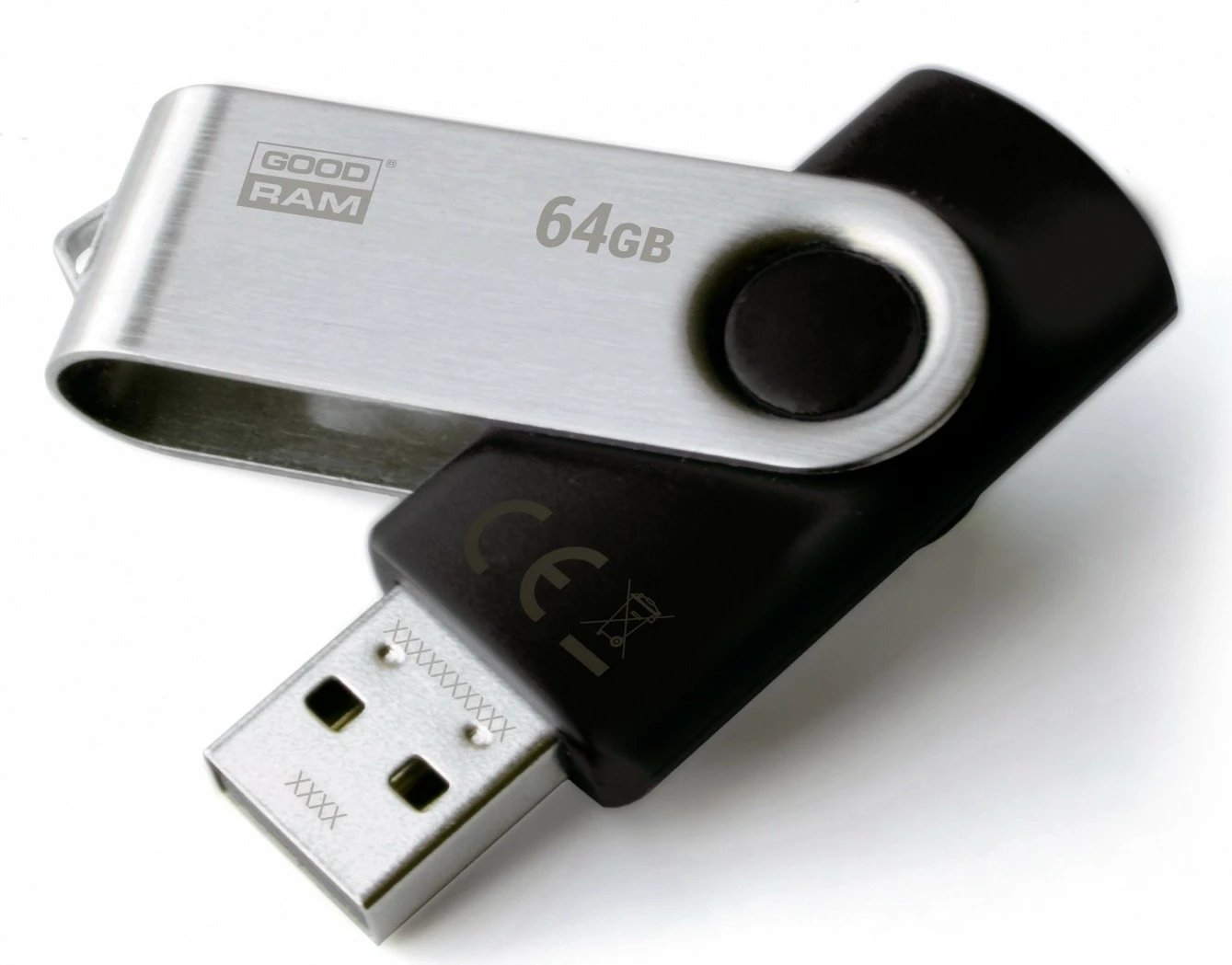 Pendrive GOODRAM TWISTER 64GB, USB 2.0, zi/argjendtë