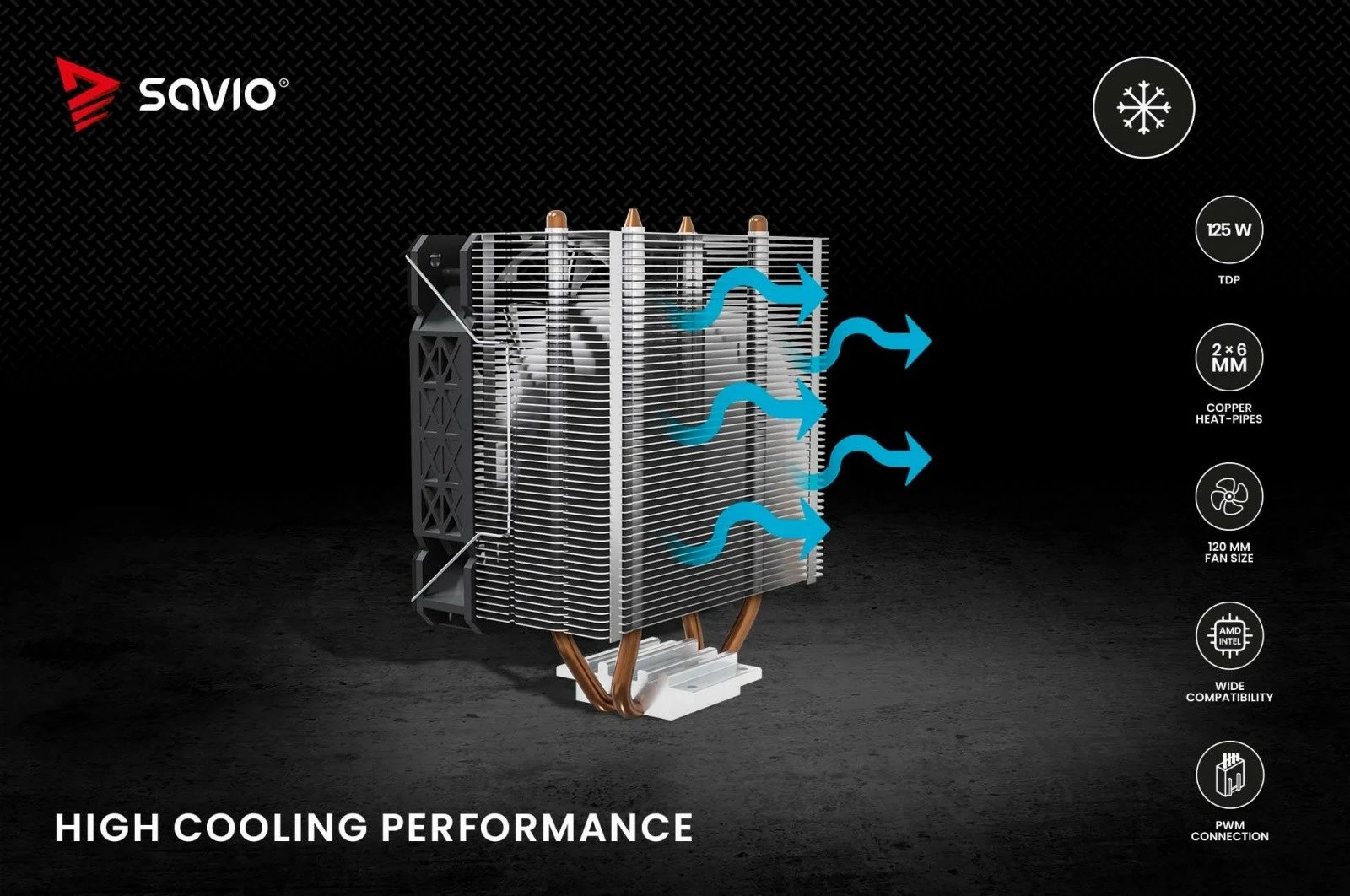 Ftohës procesori Savio FROST X2, 120 mm, PWM, 125 W TDP, i zi Ftohës procesori Savio FROST X2, 120 mm, PWM, 125 W TDP, i zi