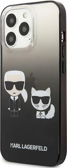 Mbështjellës Karl Lagerfeld KLHCP13LTGKCK për iPhone 13/13 Pro 6.1", Gradient Ikonik Karl & Choupette, i zi