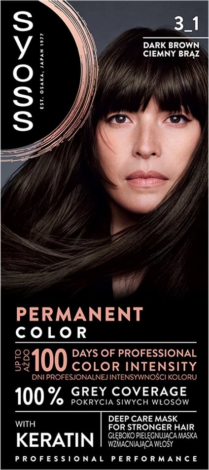 Ngjyrë për flokë Syoss Permanent Color 3_1 Kafe e Errët për femra, 1 copë
