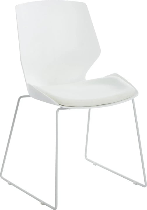 Karrige vizitori për zyre, PP e bardhë, jastëk ngjyrë fildishi, 47x52x85cm