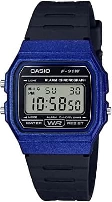 Orë dore për meshkuj Casio F-91, e kaltër