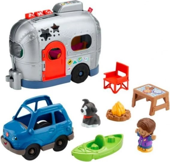 Set lodrash edukative Fisher-Price Little People Kamper i vogël HJN43, shumëngjyrësh