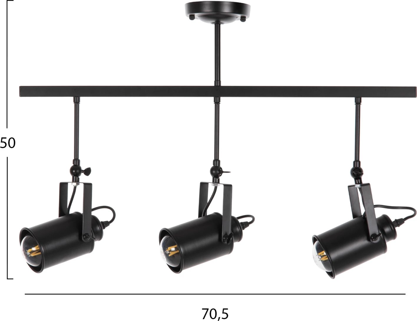 Llambë tavanore me 3 spote, metal i zi, FH4124, 70,5x14x50H cm Llambë tavanore me 3 spote, metal i zi, FH4124, 70,5x14x50H cm
