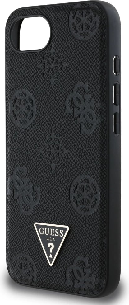 Mbështjellës Guess Grained Hot Stamp Peony Triangle Logo MagSafe për iPhone 16e, i zi Mbështjellës Guess Grained Hot Stamp Peony Triangle Logo MagSafe për iPhone 16e, i zi