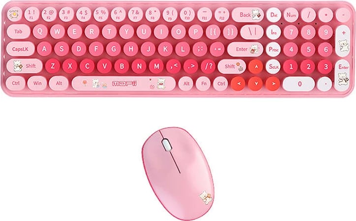 Set tastierë dhe maus wireless MOFII Baby Bear, rozë