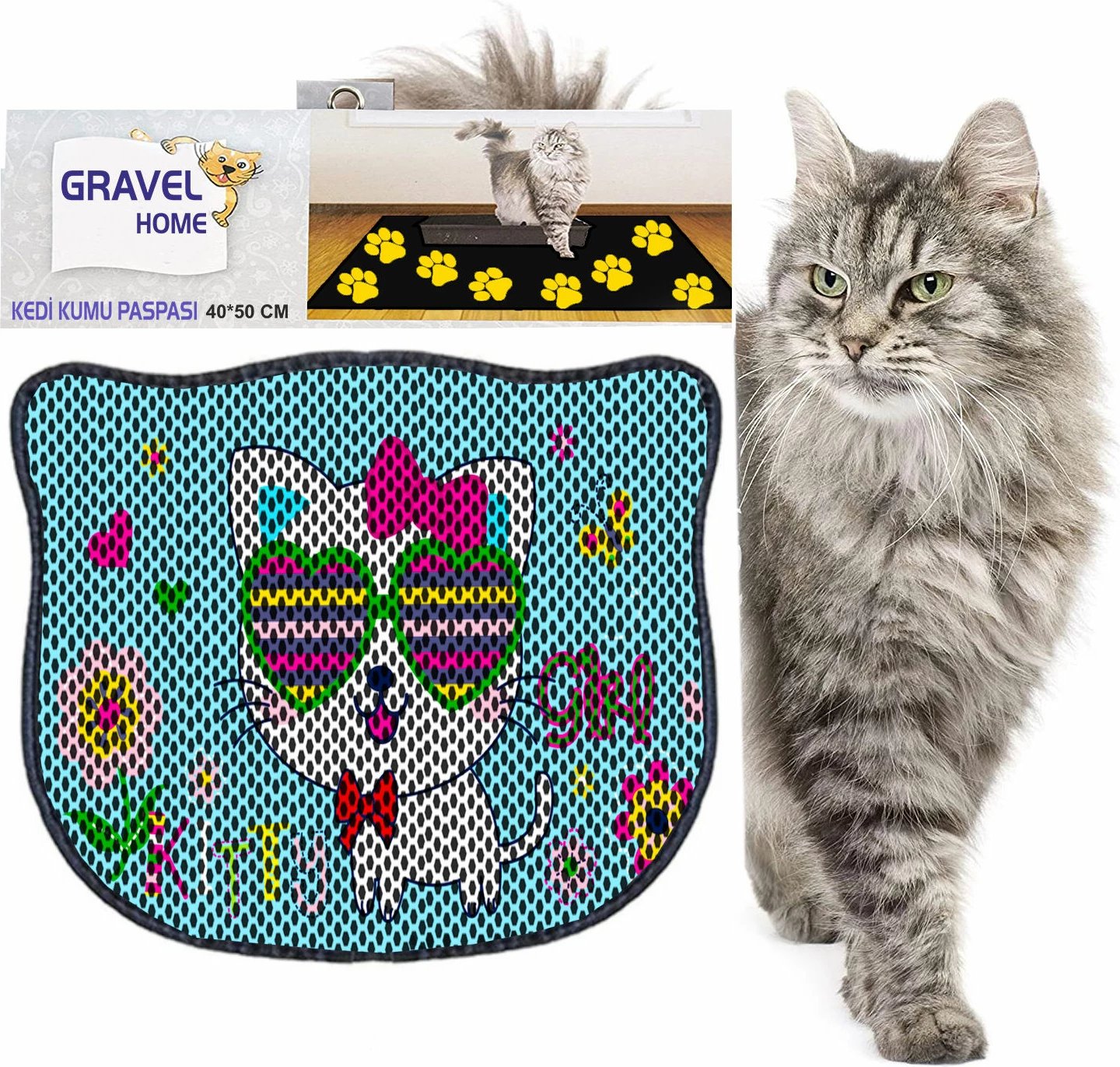Tapet për rërë mace, shumëngjyrësh, Paws & Whiskers, Kdkafa0048, 40x50cm