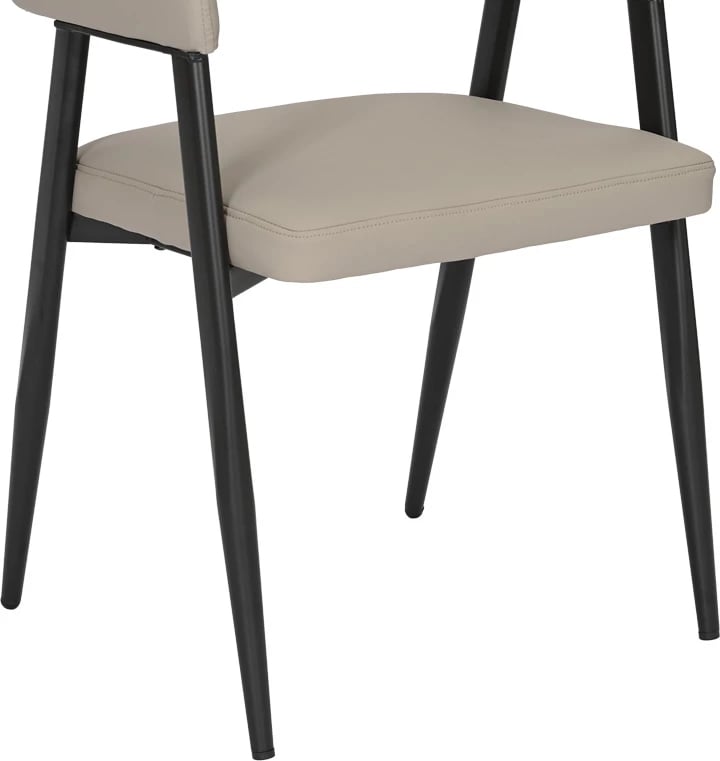 Karrige e ulët Sezan, lëkurë PU, ngjyrë gri-bezhë, 56x55x78cm