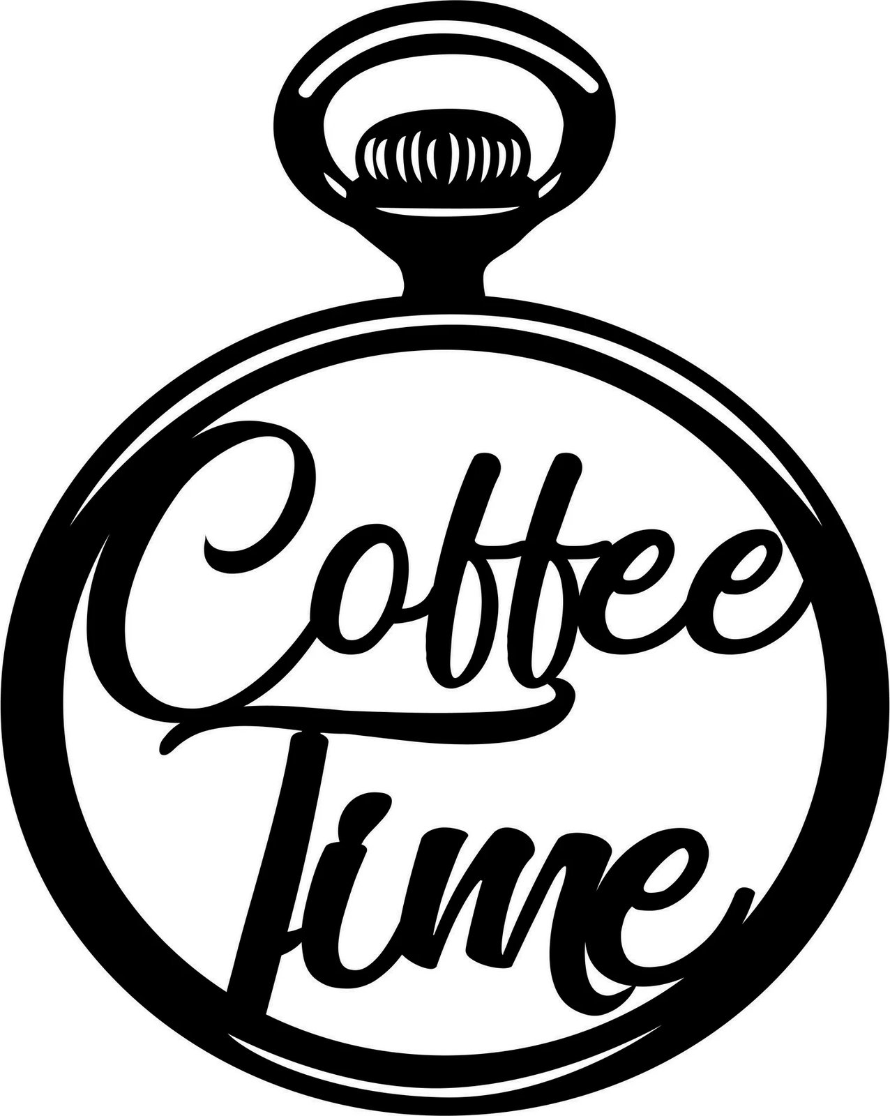 Aksesor dekorativ metalik për mur, Coffee Time, ngjyrë e zezë, 40x50cm