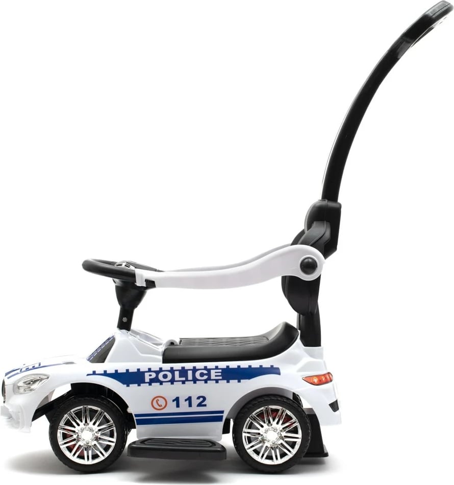 makinë shtytëse për fëmijë, Baby Mix, Police, me panel zanor dhe shufër drejtimi, 12m+, ngarkesë 25 kg, e bardhë