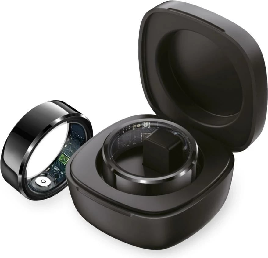 Unazë e mençur Techmade TM-NEXA-BK8 me kuti karikimi, 17.7mm, e zezë