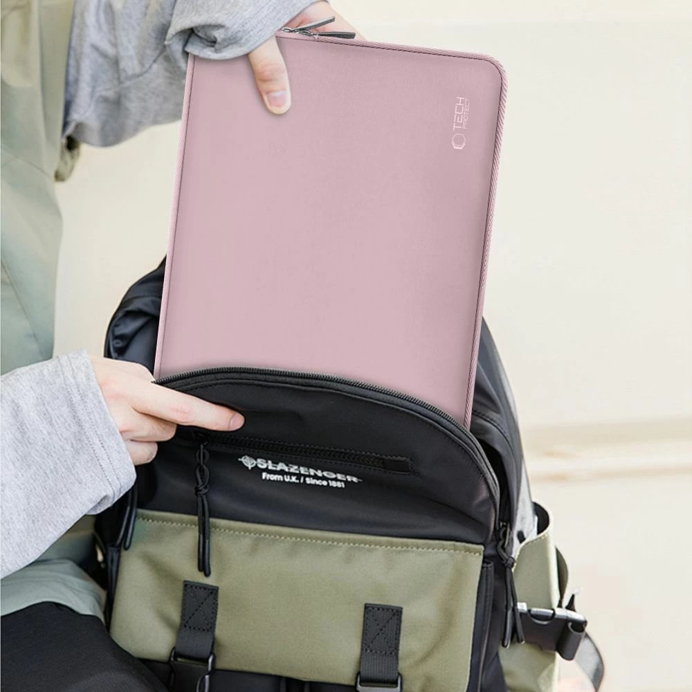 Kasë laptopi Tech-Protect NeoSlim 13-14 inç me çantë aksesorësh, Rozë
