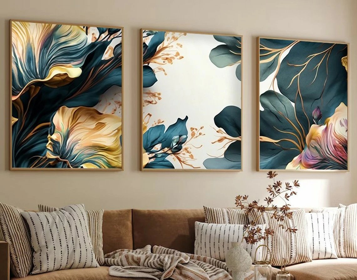 Pikturë dekorative me kornizë MDF (3 copë), Wallity, Huhu217, 35x50cm