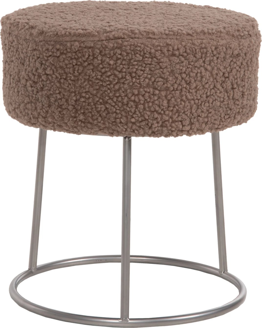 Karrige për bar KARLO FH8411.25, ngjyrë kafe e çelët, pëlhurë boucle me bazë argjendi, Φ35x41H cm