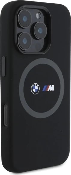 Mbështjellës BMW M për iPhone 16 Pro Max, silikon, MagSafe, zi
