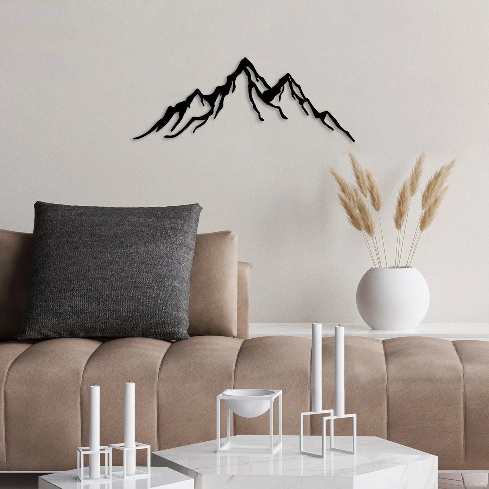 Aksesor dekorativ metalik për mur, Wallity, mal, 52x20cm