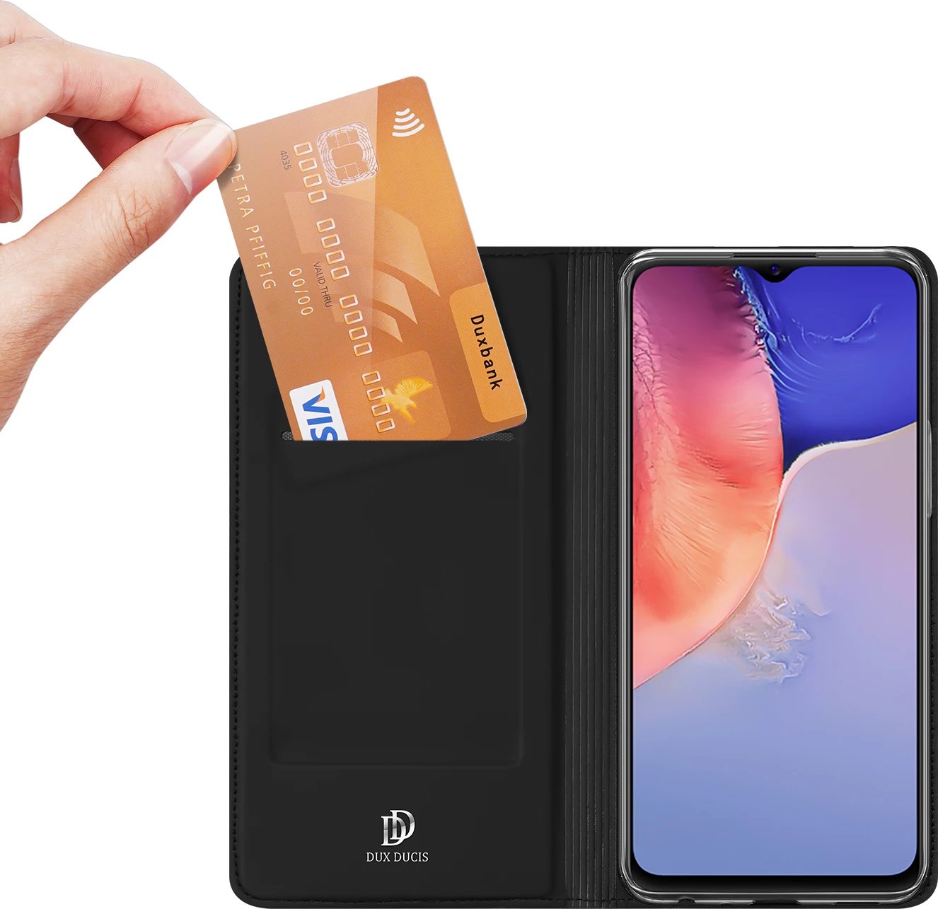 Mbështjellës Dux Ducis Skin Pro për Vivo Y01/Y15a/Y15s, me kapak dhe xhep, e zezë