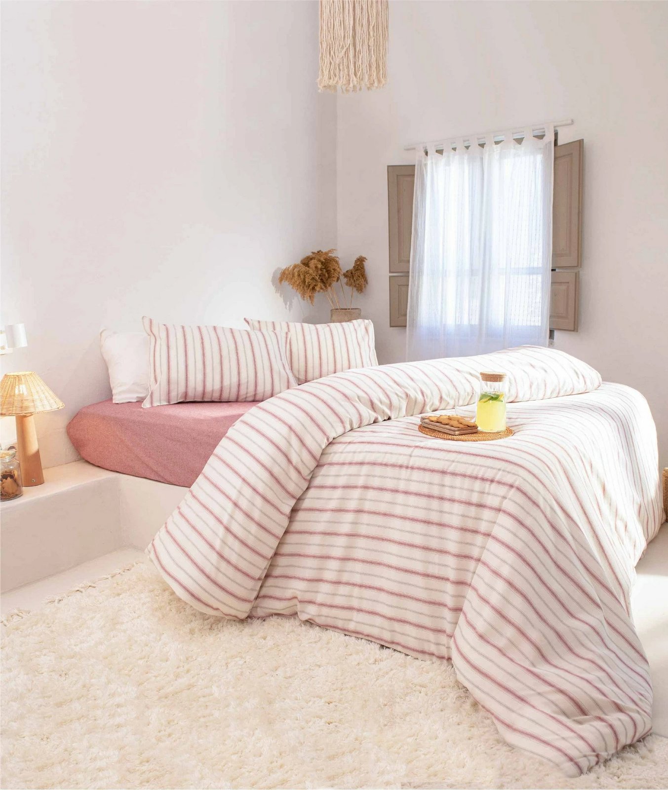 Set mbulesë për jorgan dopio, L'essentiel, Viento, ngjyrë e kuqe e errët