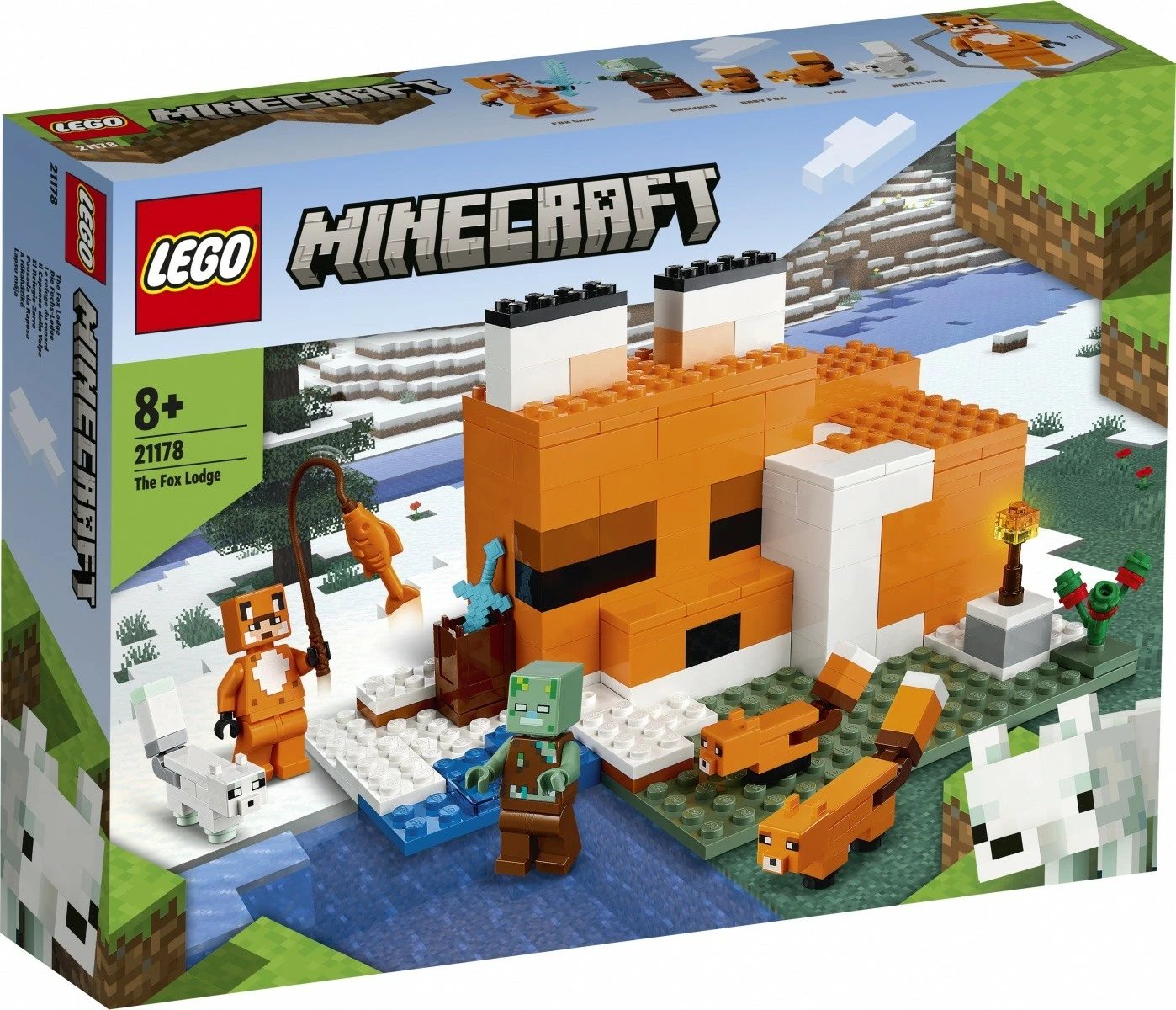 Set LEGO Minecraft Fox Den 21178, 193 pjesë, për fëmijë 8+, portokalli