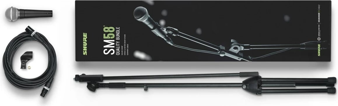 Mikrofon Shure SM58-KM-SOM për skenë/performance, i zi, set me 3 copë