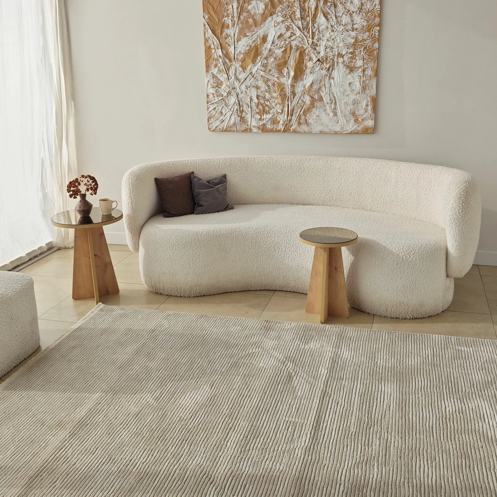 Set tavolinash anësore Skye Decor, Luna 2, bronzi, lisi sapphire