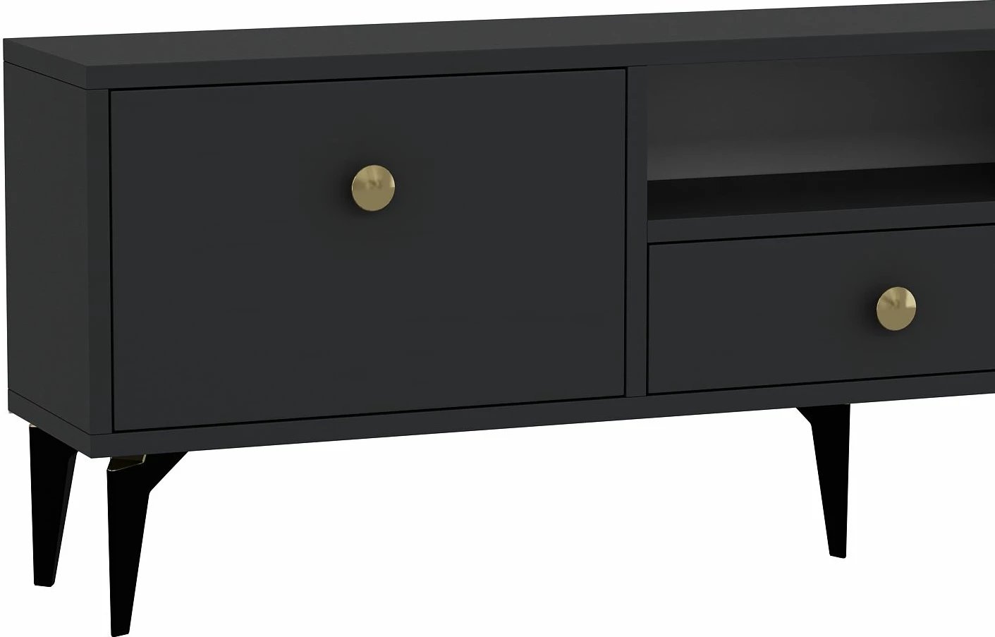 Komodë për TV, Skye Decor, 1300-DROP-1, antracit, ari