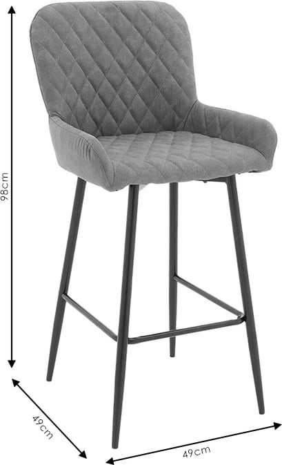 Karrige për bar Delicacy këmbë metalike të zeza-material ngjyrë gri-kafe antike