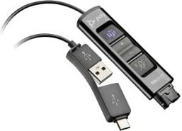 Adapter USB-A/USB-C në QD me kartë zëri, HP Poly DA85-M (786C8AA), kontrolle volumit, i zi