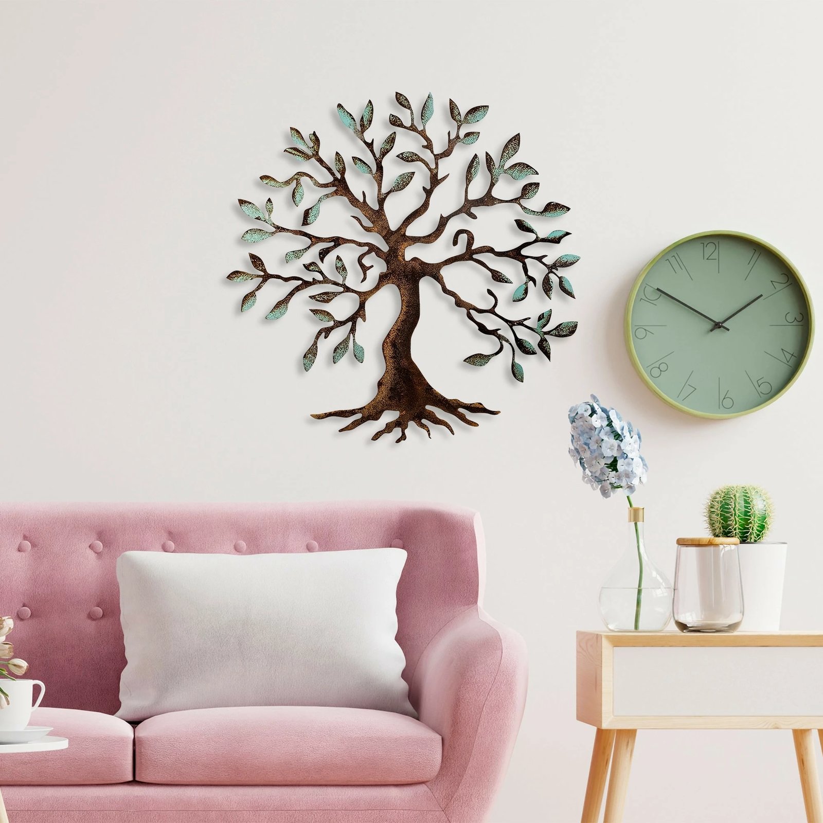 Aksesor dekorativ metalik për mur, Wallity, pemë, shumëngjyrëshe