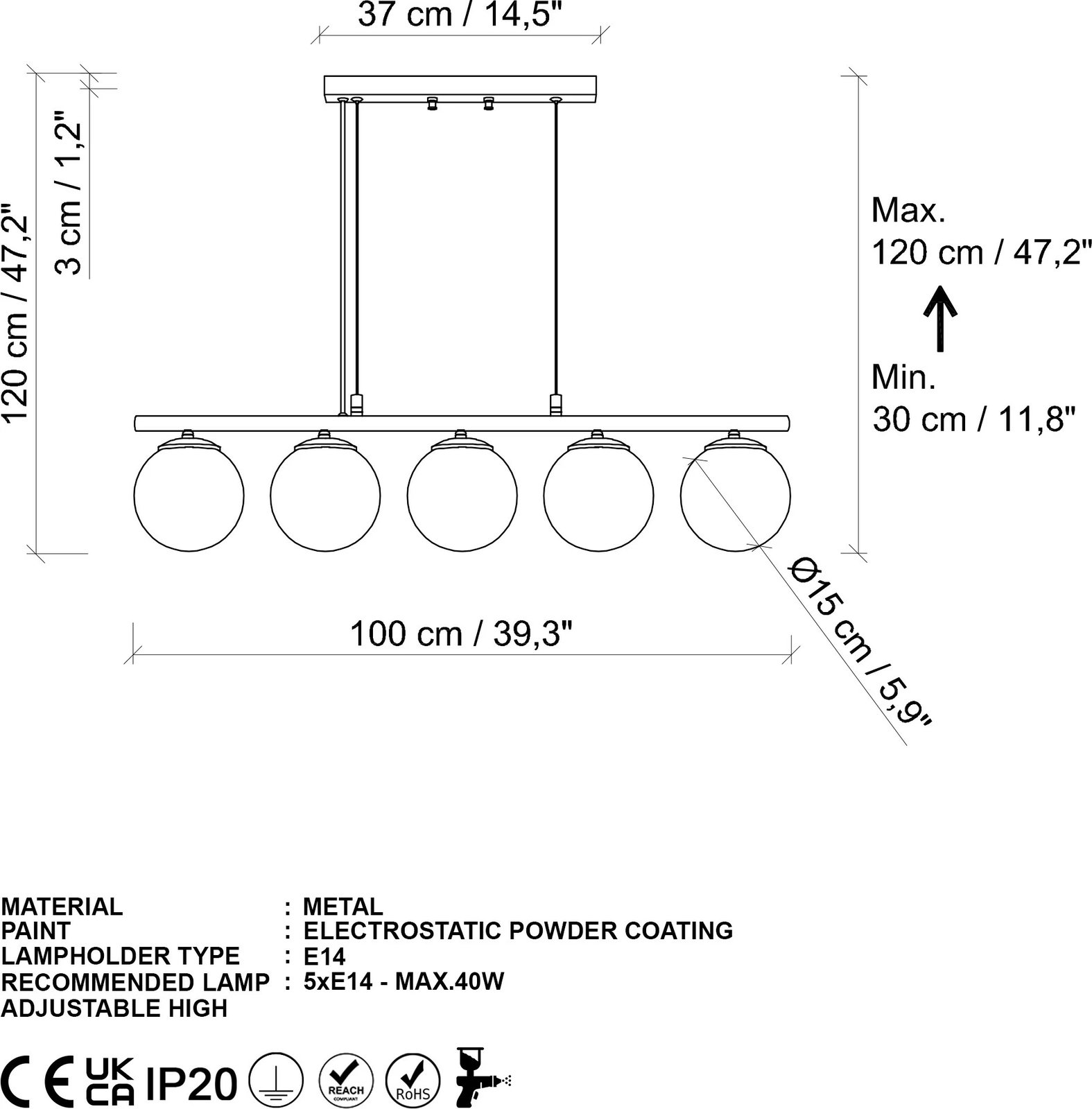 Llambadar Opviq, Dual, ngjyrë ari, 5 llampa