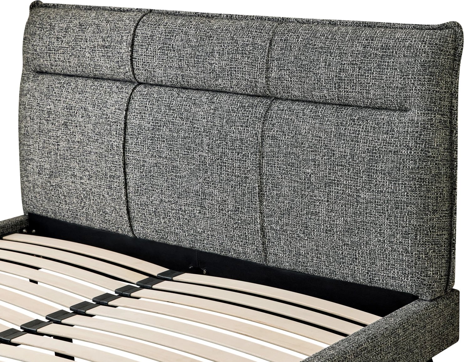 Krevat dopio LIGNUM, stof gri, këmbë metalike të zeza, për dyshek 160x200cm