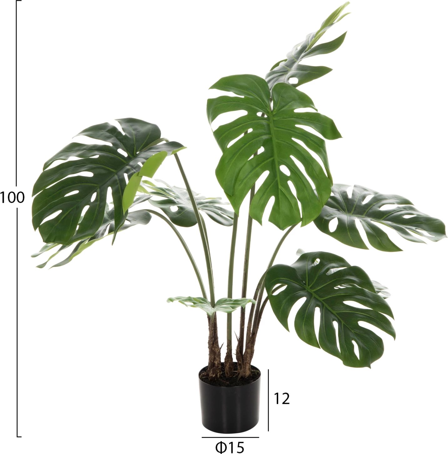 Bimë sintetike dekorative, FH7991, Monstera, në vazo, 100H cm