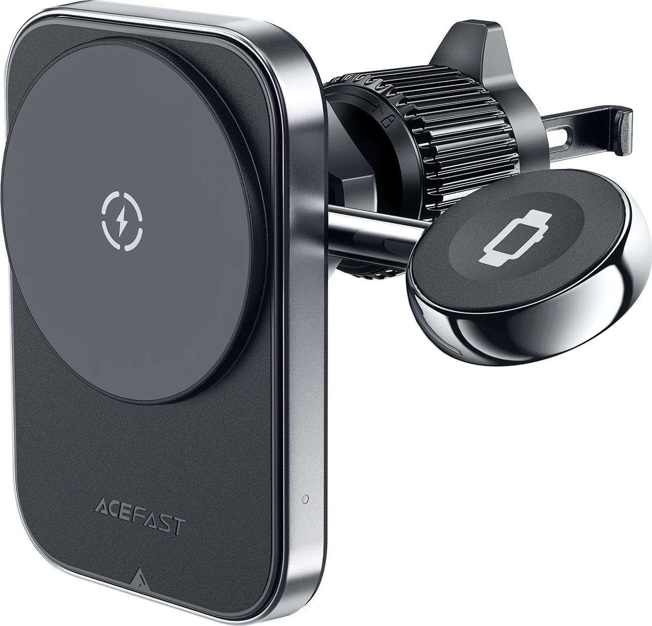 Mbajtës magnetik për veturë me karikues wireless Acefast D18, 15W, MagSafe/Qi, me kabllo USB-A në USB-C, zi