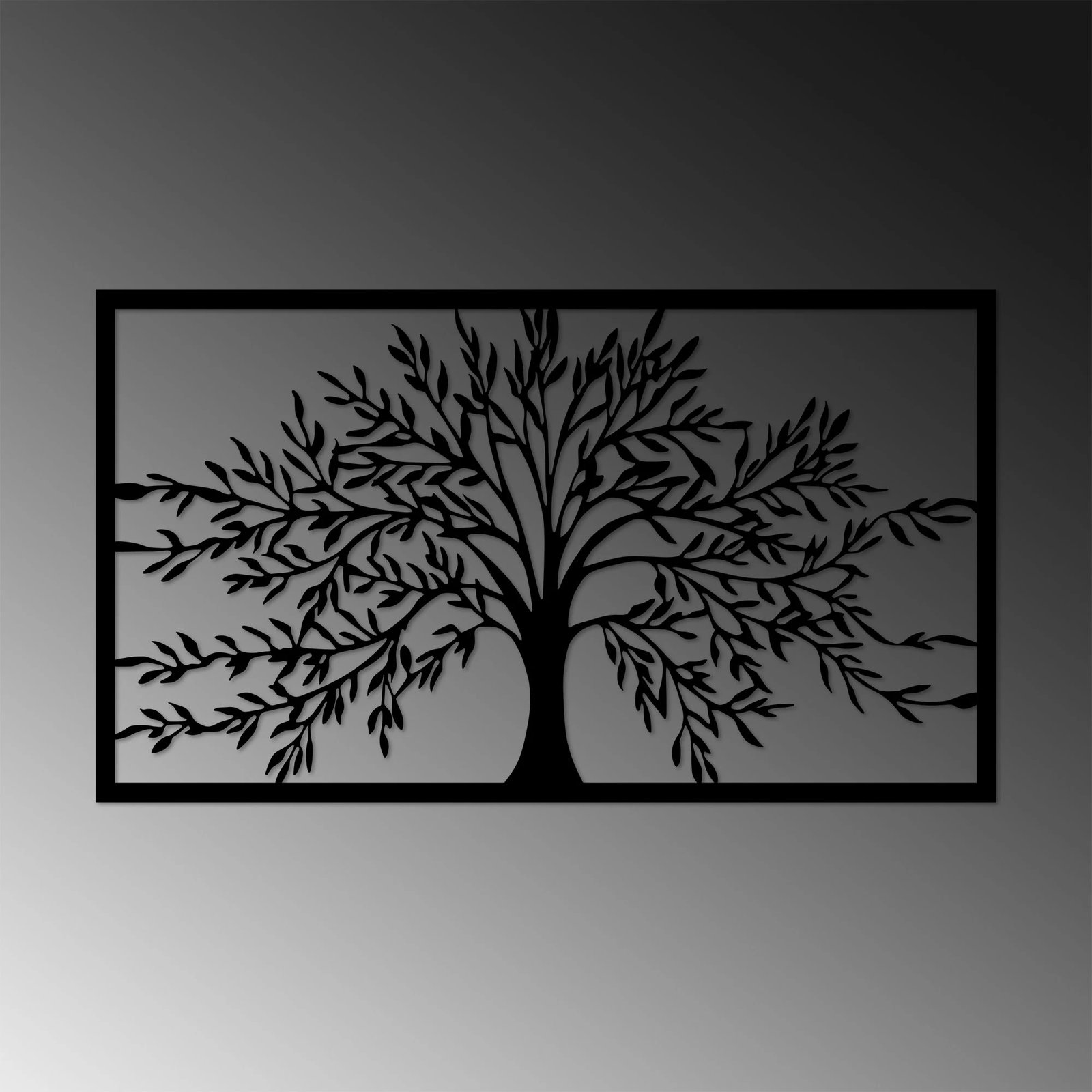 Aksesor dekorativ metalik për mur, pemë monumentale, Wallity, ngjyrë e zezë, 40x70cm