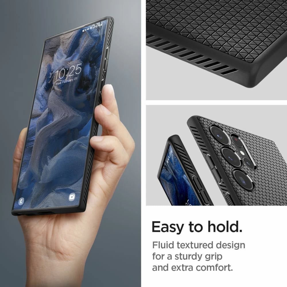 Mbështjellës Spigen Liquid Air për Samsung Galaxy S23 Ultra, Mat i zi