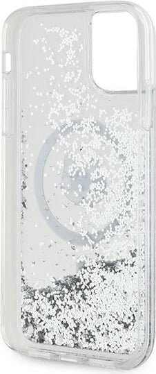 Mbështjellës Karl Lagerfeld Liquid Glitter Choupette Head MagSafe për iPhone 11/XR, Transparent