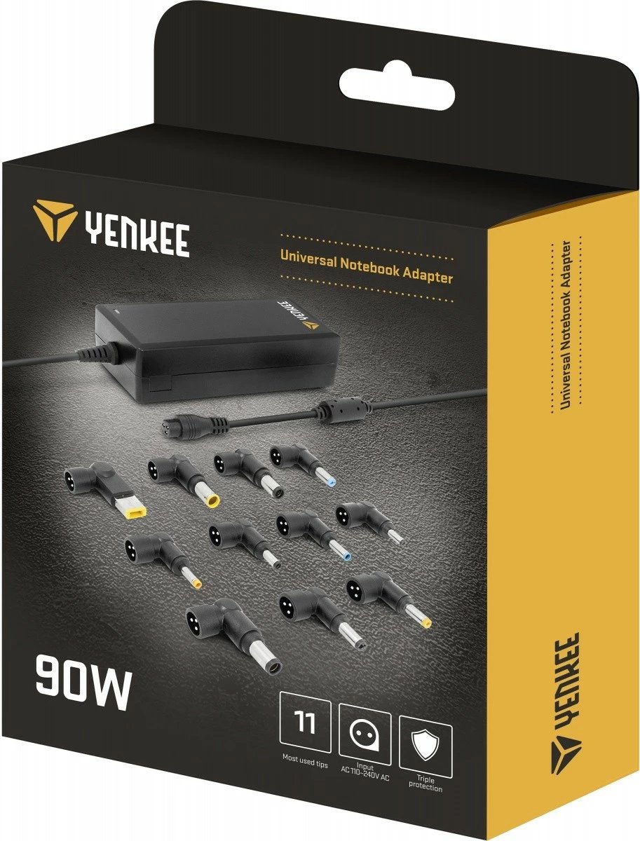 Kasë furnizimi universal për laptop YENKEE YAU 90112, 90W, 11 konektorë, e zezë, set