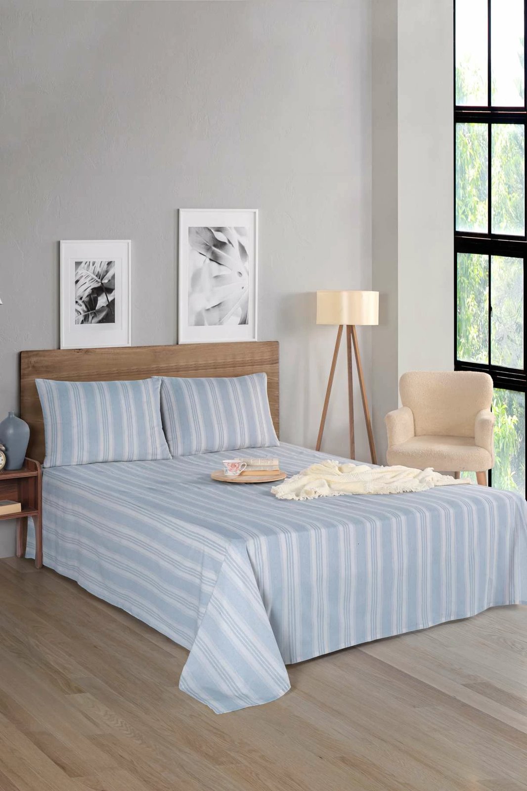 Set çarçafësh tek L'essentiel, Soft Line, ngjyrë gri