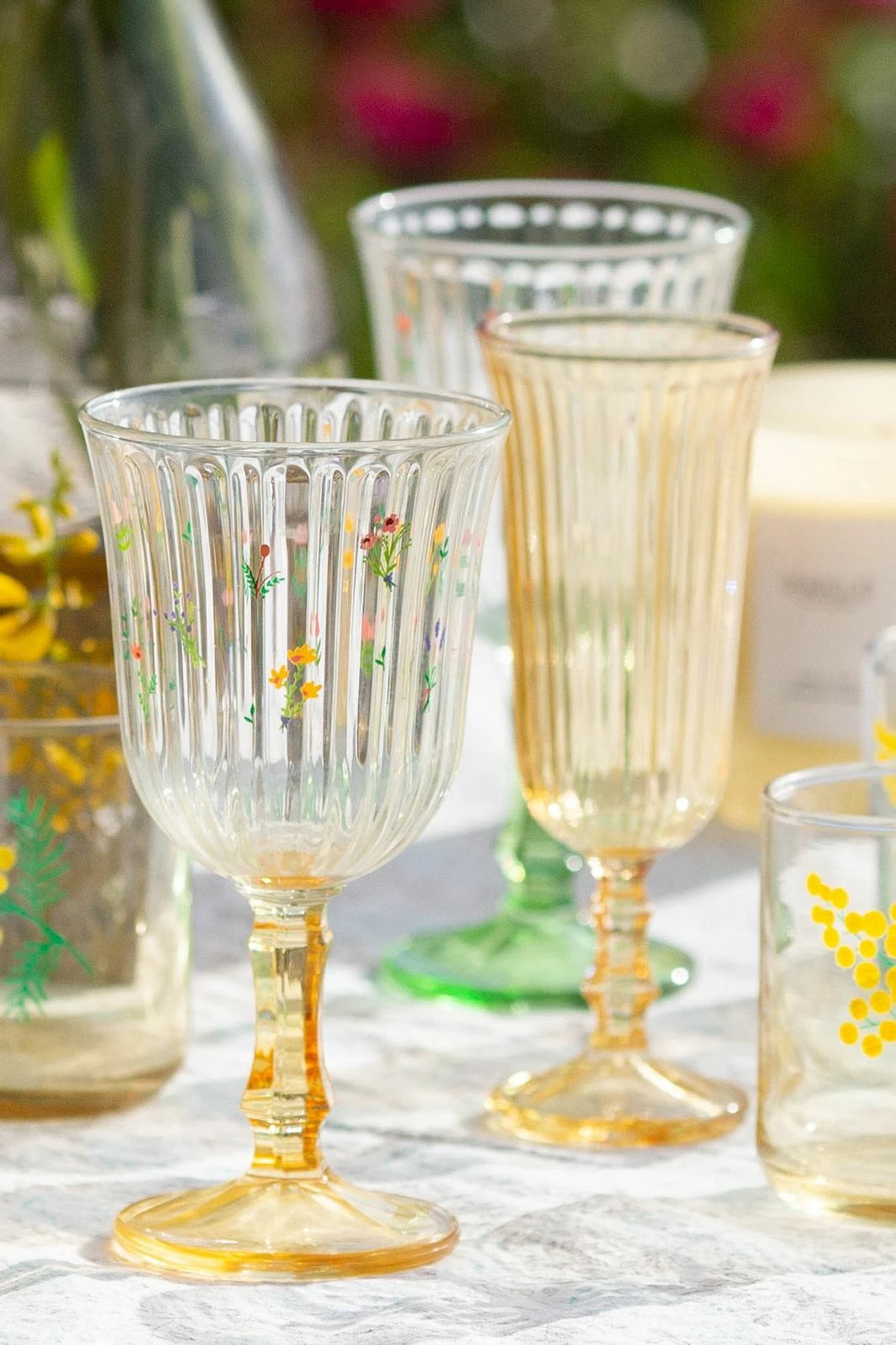 Set gotash prej qelqi, 4 copë, Hermia Concept, Botanical 240