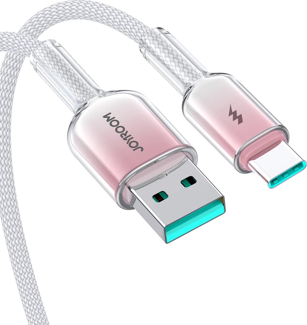 Kabllo Joyroom S-A42 Crystal-Clear Series, USB-A në USB-C, 1.2m, 3A, Bardhë