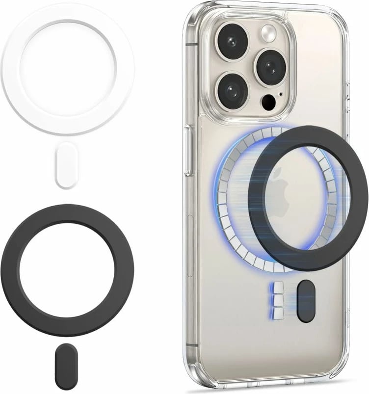 Set pllaka magnetike Tech-Protect MMP-100 me MagSafe, e bardhë dhe e zezë (2 copë)