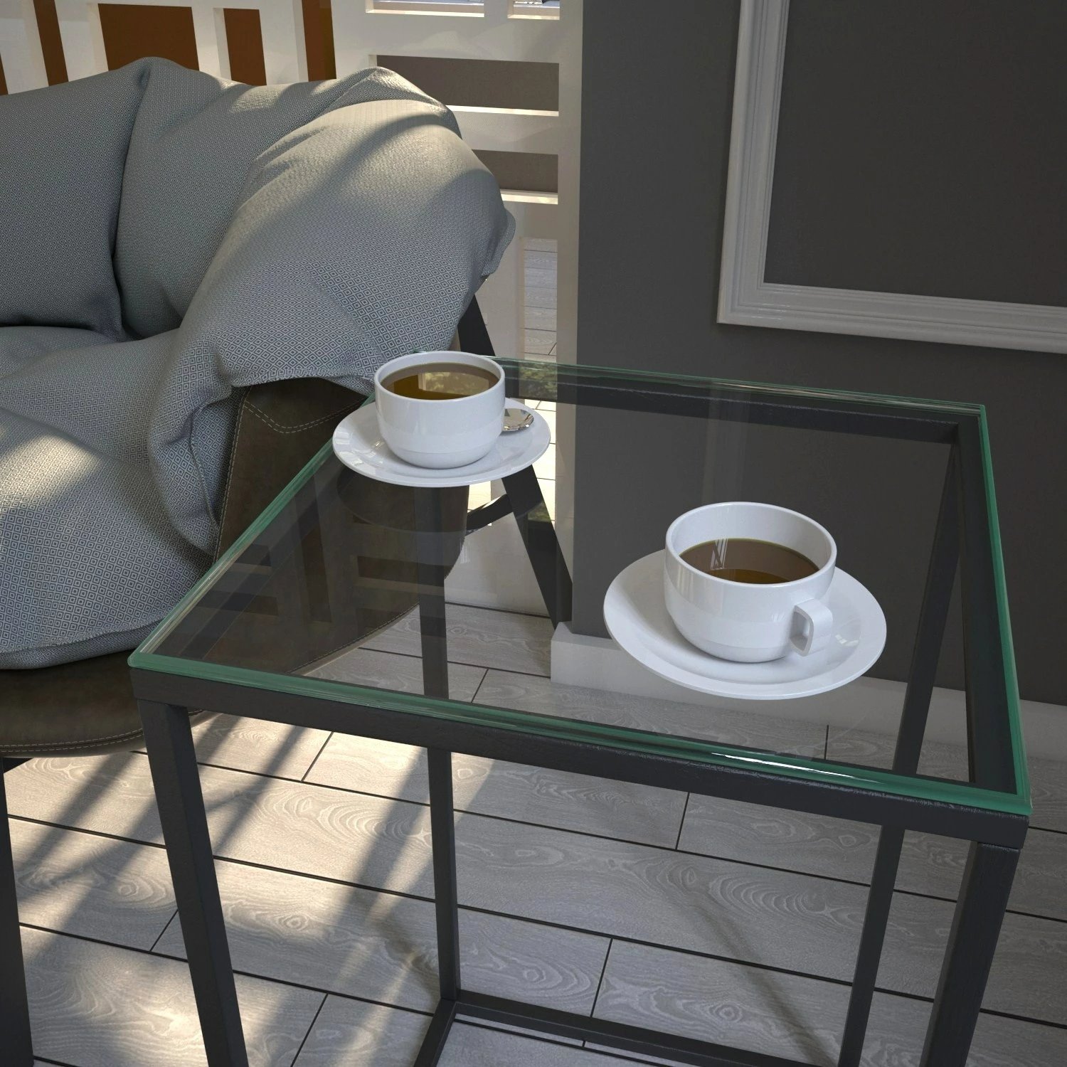 Tavolinë anësore Hanah Home, xham, ngjyrë antracit